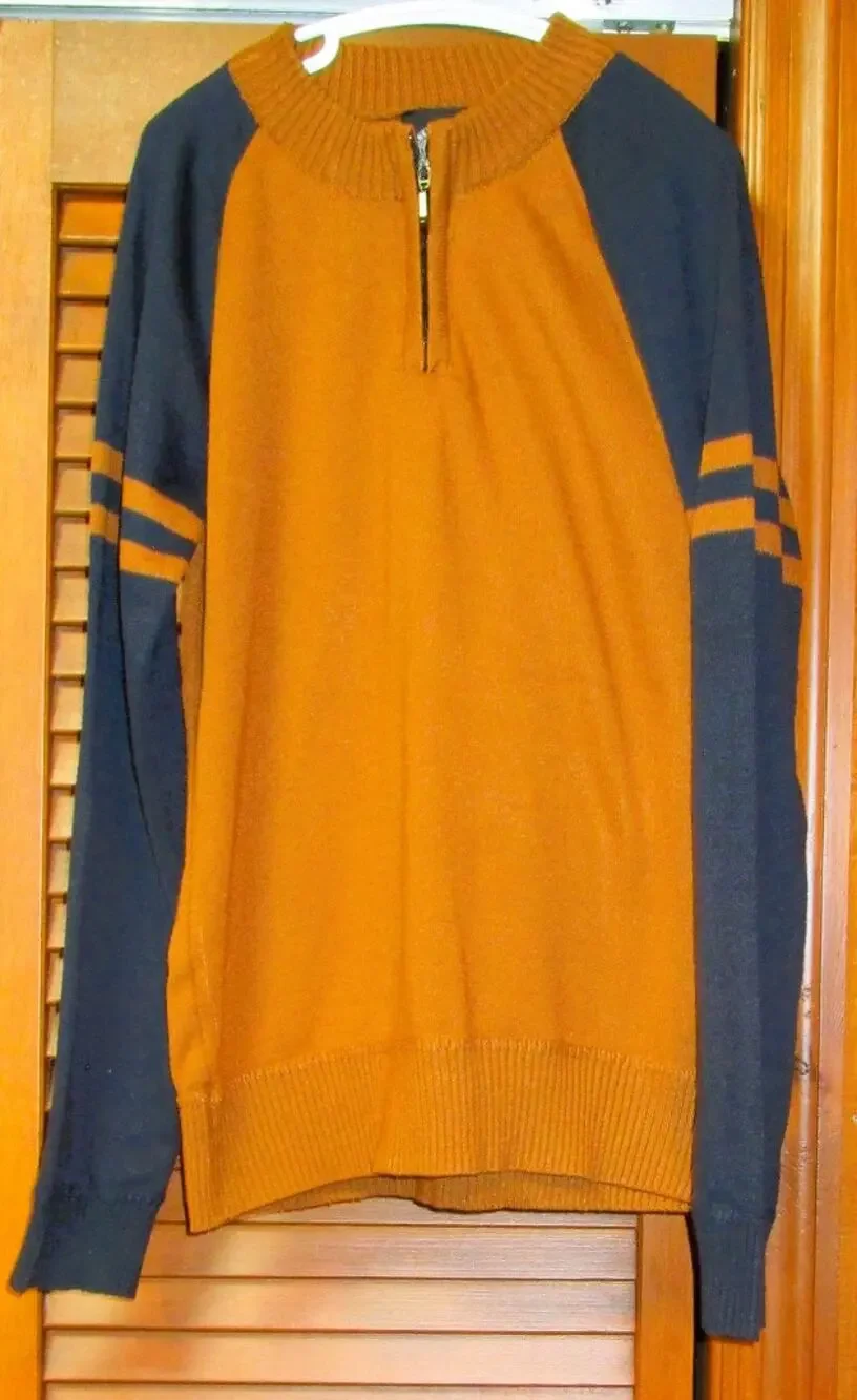 Street Rules Quarter Zip Sweater Boy's Size 10/12 Orange Navy Raglan Pullover